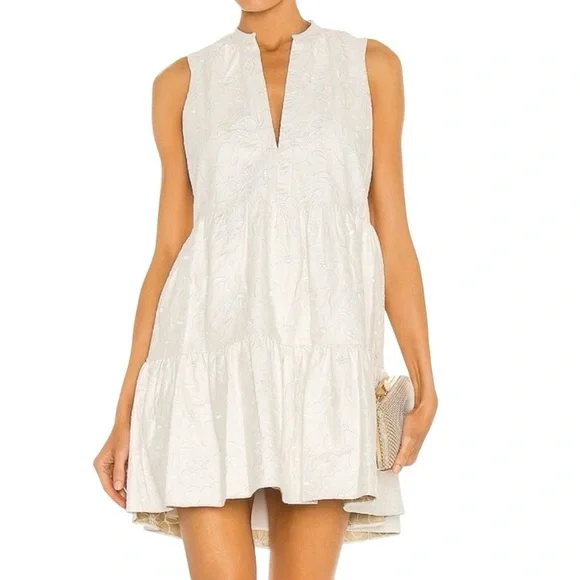 Amanda Uprichard Rylee Dress White Faux Leather Floral Size Small - Picture 1 of 8